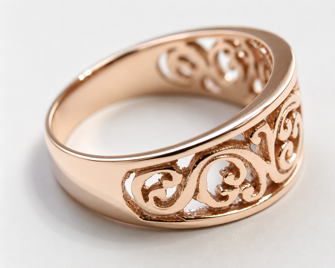 Genuine 9ct 9K 375 Full Solid Wide Yellow, Rose or White Gold Filigree Flower Swirl Ring 336 - Choose your ring size R to W
