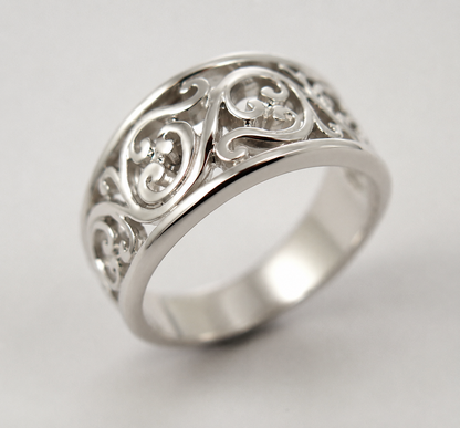 Kaedesigns, Genuine Sterling Silver 925 Filigree Swirl Ring * Choose your size