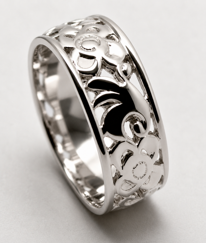 Genuine 9ct 9K 375 Full Solid Wide Yellow, Rose or White Gold Filigree Flower Ring 275 - Choose your ring size J to Q