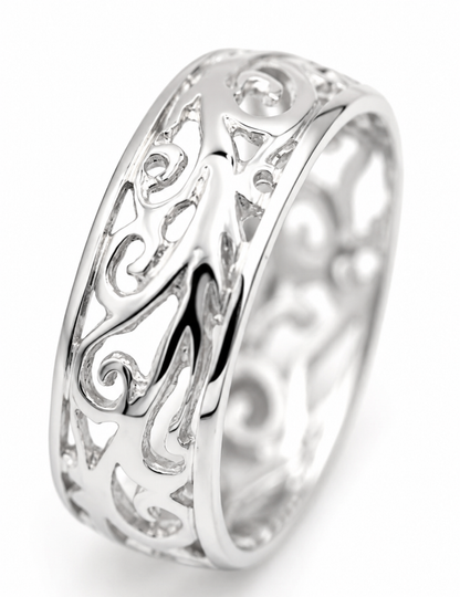 Kaedesigns Genuine Wide Sterling Silver 925 Filigree Vine Ring 235 - Choose your size
