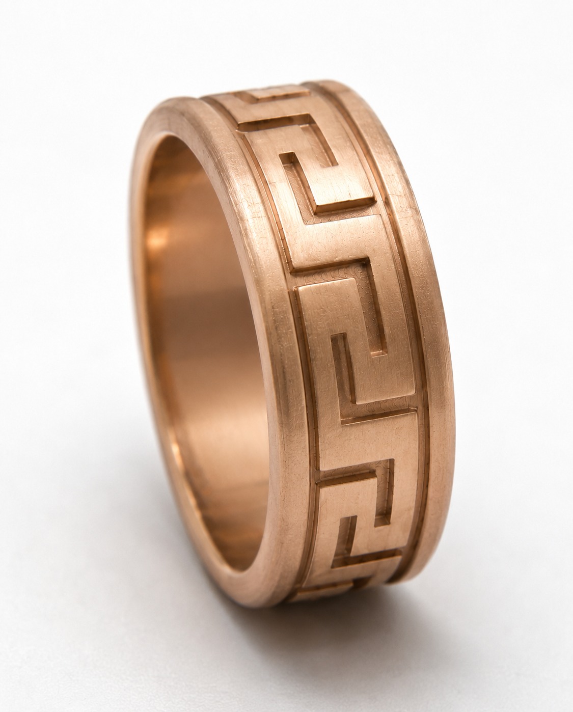 Kaedesigns, Genuine 9ct 9K 375 Rose Solid Polished or Matt Gold Large Greek Key Ring In Your Size