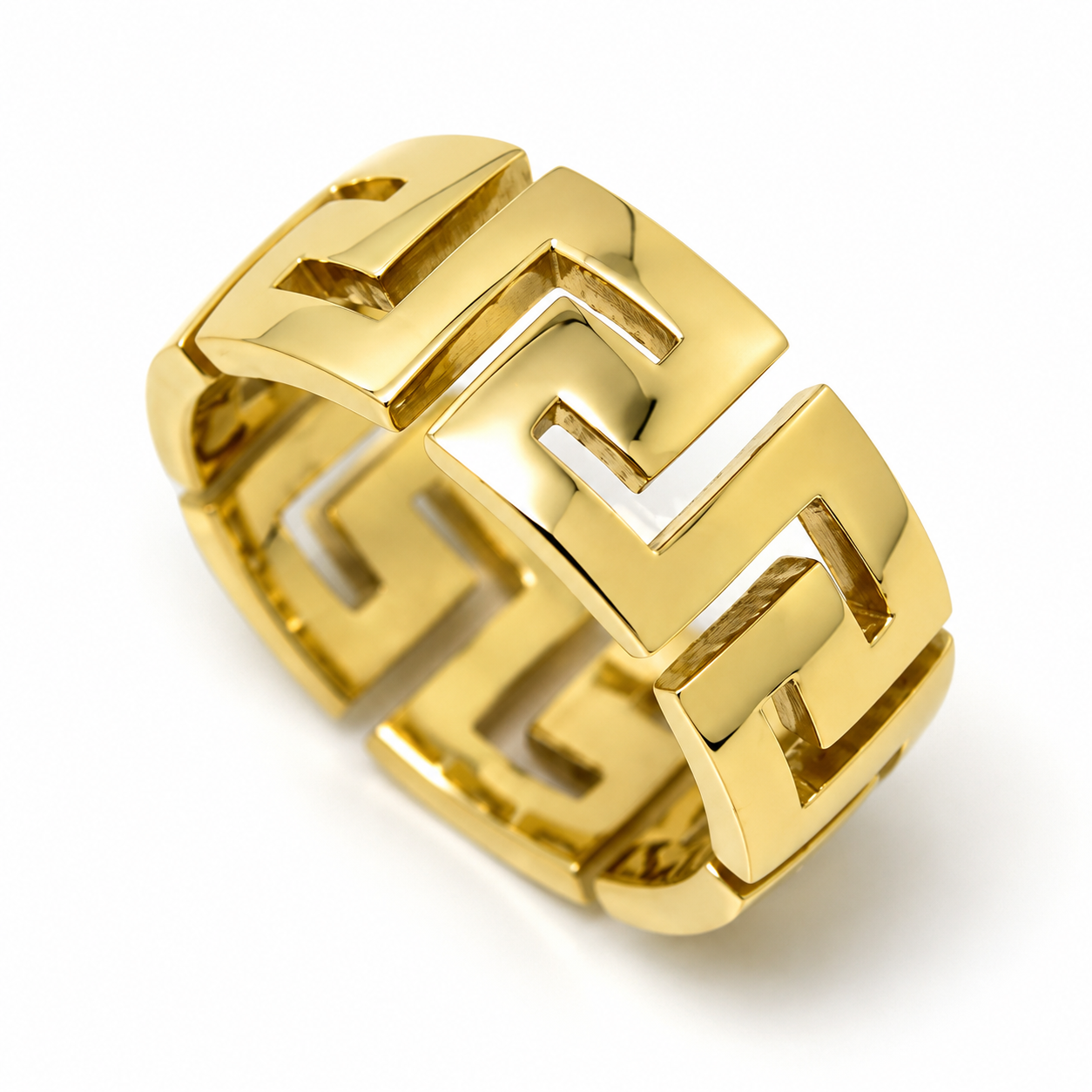 Size X Kaedesigns Genuine Heavy Solid 18ct 750 Yellow, Rose or White Gold 10mm Wide Greek Key Ring