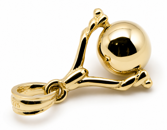Kaedesigns, 9ct 9K 375 Solid Genuine Yellow, Rose or White Gold 8mm Euro Ball Spinner Pendant