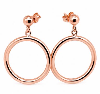 Genuine 9ct 9k 375 Yellow, Rose or White Gold 6mm Half Ball Hoop Stud Circle Earrings