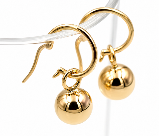 Genuine 9ct 9k 375 Yellow, Rose or White Gold Ball Hoop & 10mm Ball Earrings