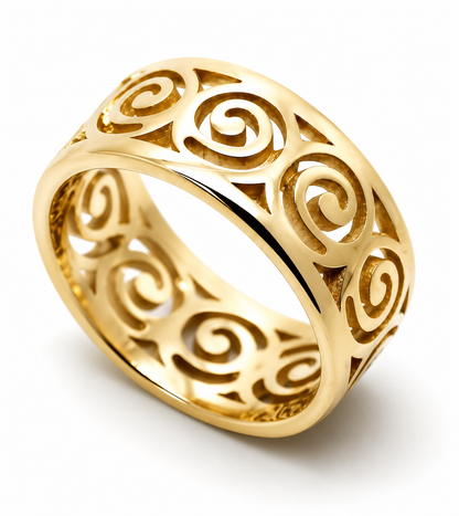 Kaedesigns Solid Genuine 9ct 9k 375 Yellow, Rose or White Gold 7mm Swirl Surf Wave Ring