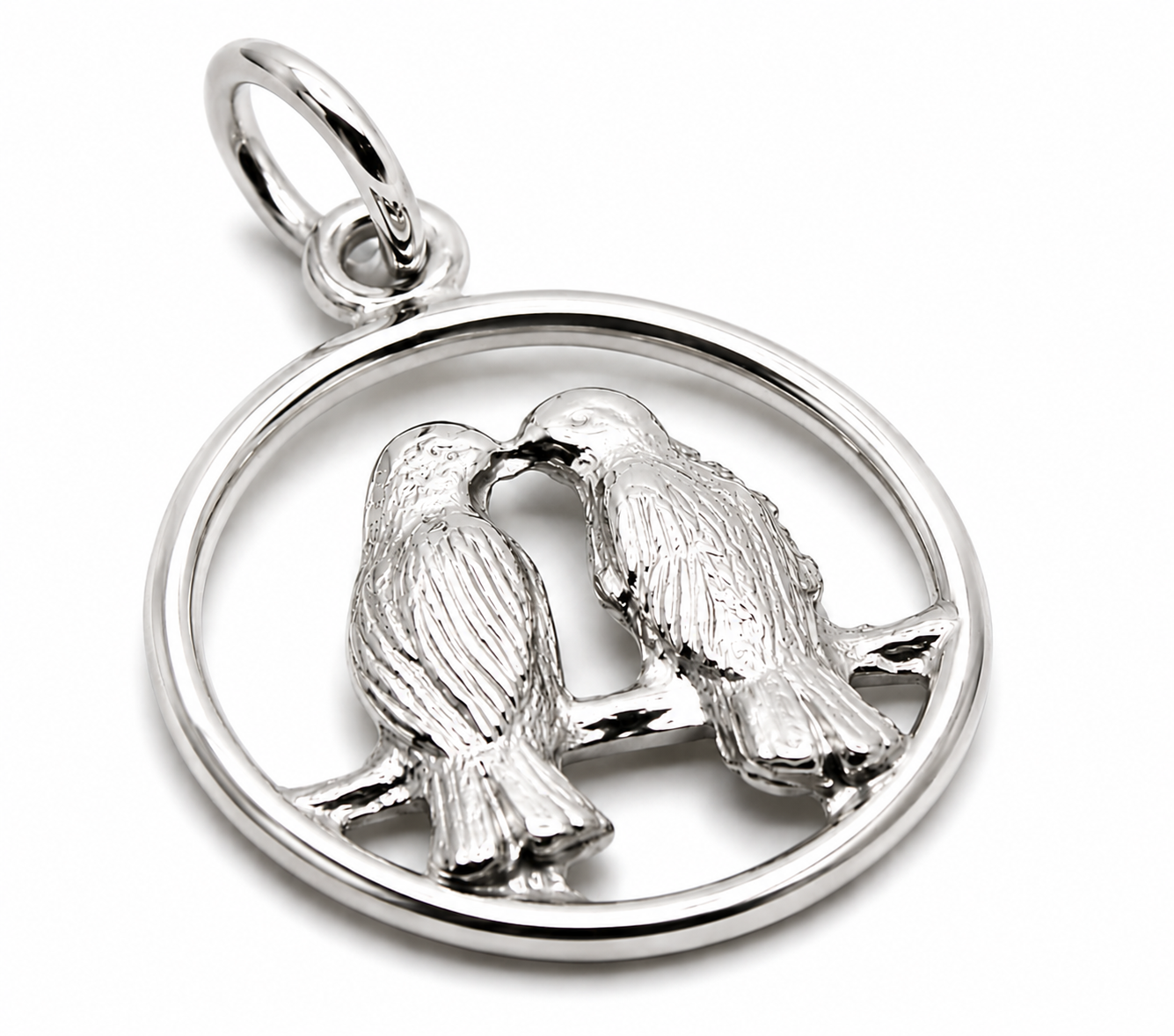 Genuine 9ct Yellow,  Rose, White Gold or Silver Lovebirds Love Birds Pendant