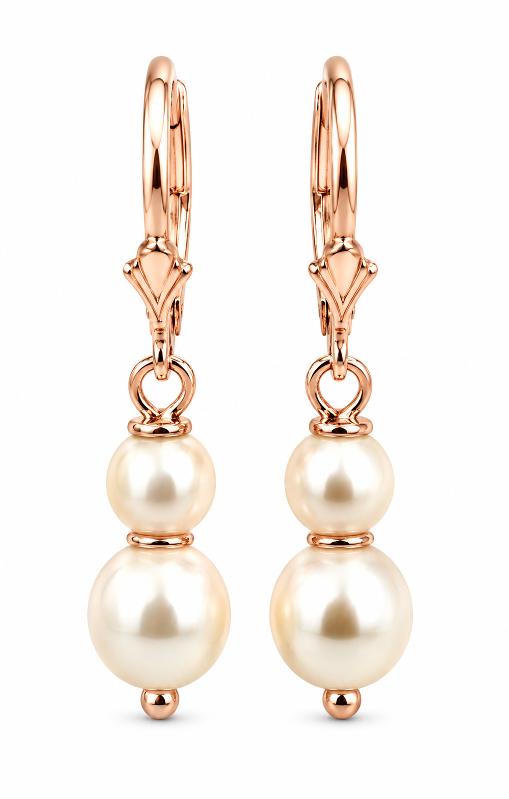 Genuine 9ct 9k 375 Yellow or Rose Gold 6mm & 8mm White Pearl Continental Clip Earrings