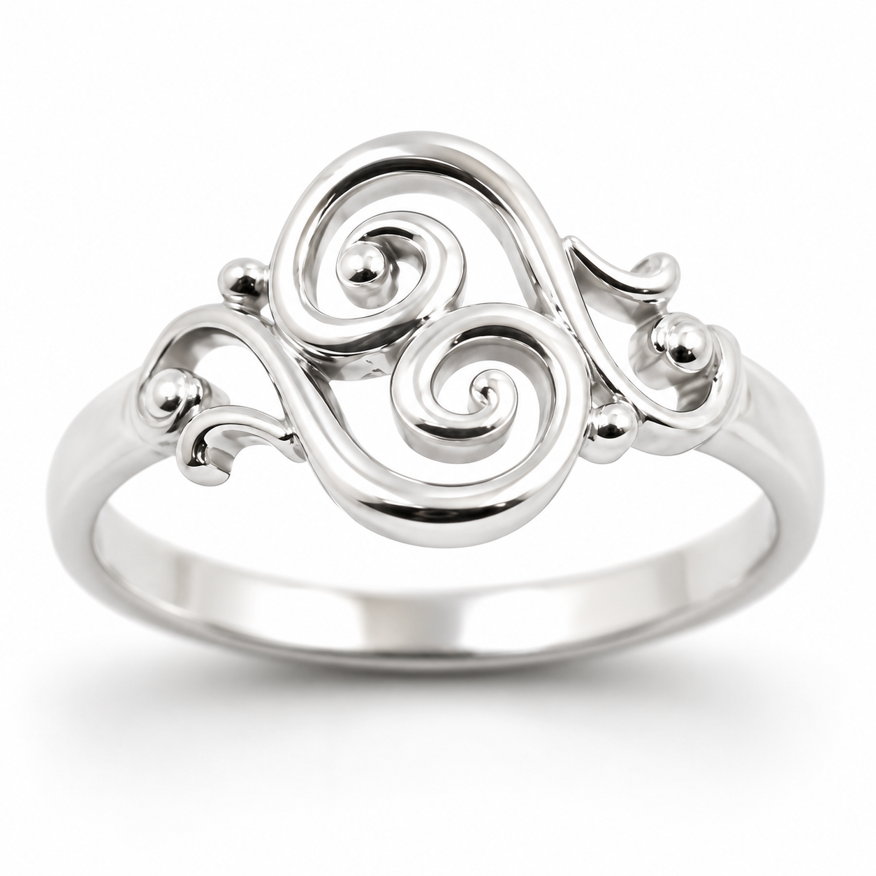 Kaedesigns Sterling Silver 925 Full Solid Filigree Swirl Ring - Choose your size