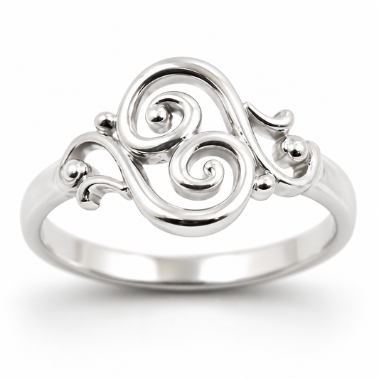 Kaedesigns Sterling Silver 925 Full Solid Filigree Swirl Ring - Choose your size