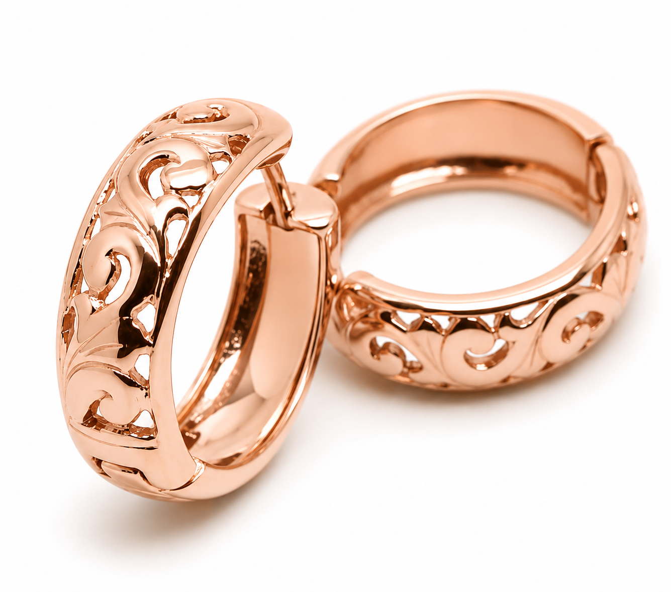 Kaedesigns Genuine 9ct 9k 375 Solid Yellow, Rose or White Gold Hoop Filigree Huggies Earrings