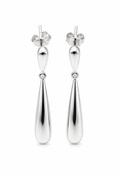 Genuine 925 Sterling Silver Teardrop Tear Drop Stud Earrings