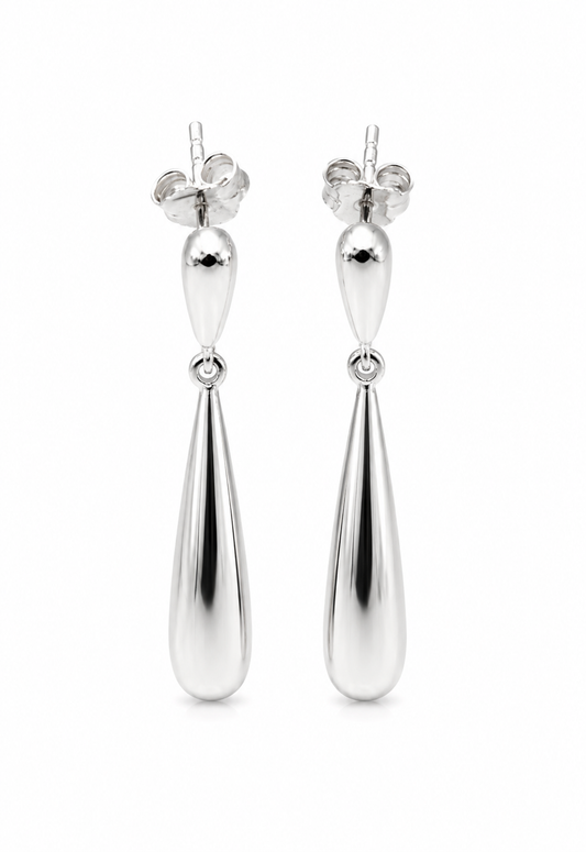 Genuine 925 Sterling Silver Teardrop Tear Drop Stud Earrings
