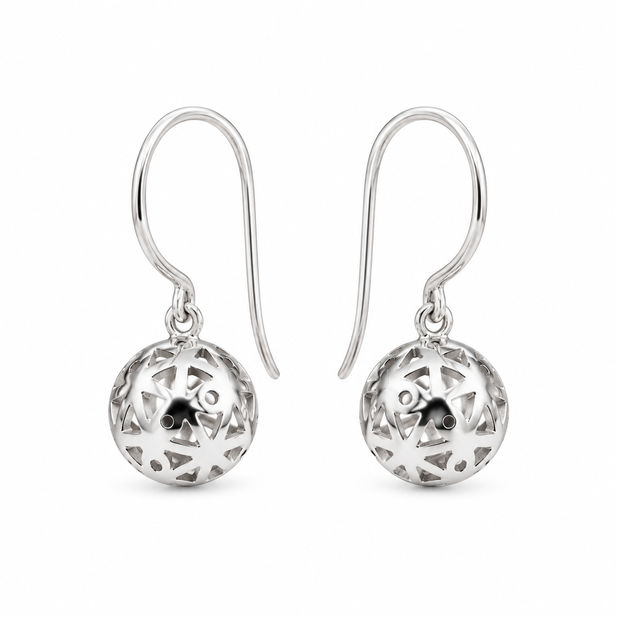 Genuine Sterling Silver 925 9.5mm Filigree Hook Euro Ball Earrings