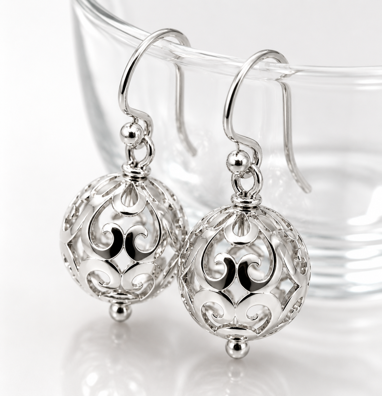 Genuine 9ct 9k 375 Yellow, Rose or White Gold Large Heavy 14mm Euro Ball Drop Filigree Earrings