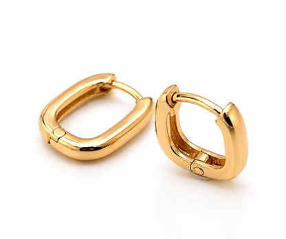 Handmade Genuine 9ct 9K 375 Yellow, Rose or White Gold Paper Clip Huggie 8mm or 10mm Long Earrings