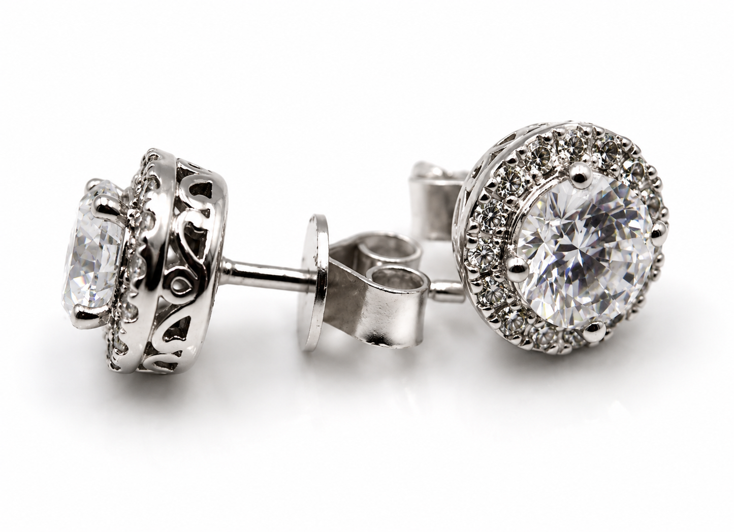 Genuine 9ct 9k White Gold G/S1 2ct Lab Grown Diamond Studs Earrings