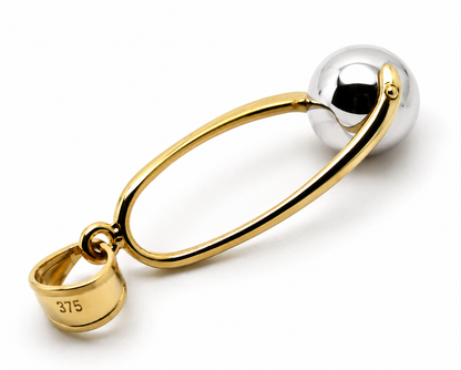 Kaedesigns 9ct 9k 375 Yellow & White Gold 8mm Long Swirl Ball Pendant