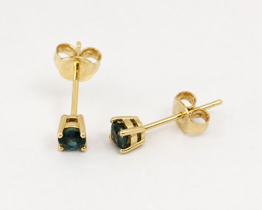 Kaedesigns New 9ct Solid Yellow Gold London Blue Topaz 3mm Earrings