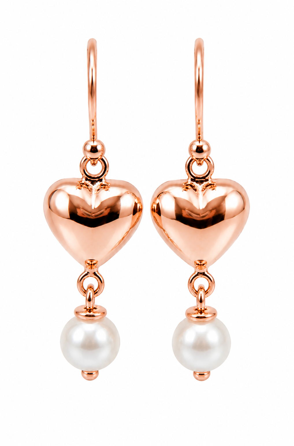 Kaedesigns, 9ct 9k 375 Yellow Gold Or White Gold Or Rose Gold Heart Pearl Earrings