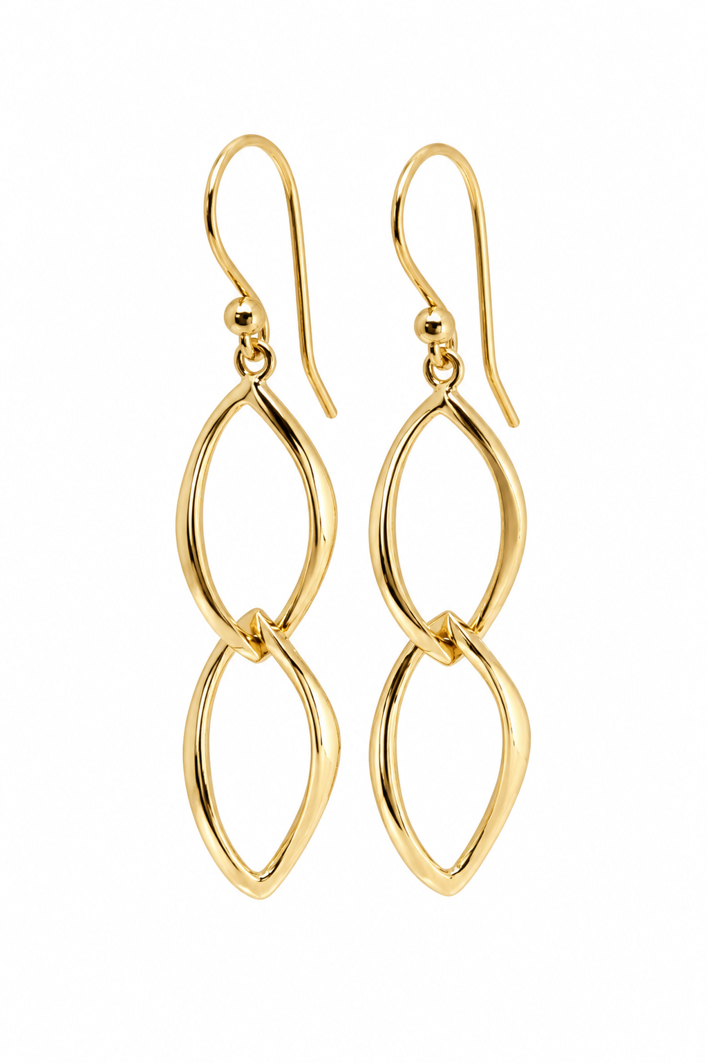 Genuine 9ct 9k 375 Yellow, Rose Or White Gold Dangle Link Drop Earrings