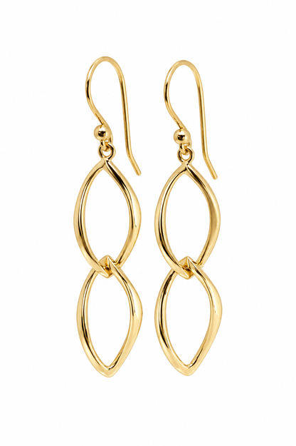 Genuine 9ct 9k 375 Yellow, Rose Or White Gold Dangle Link Drop Earrings