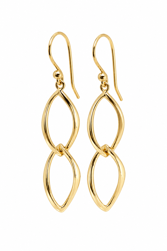 Genuine 9ct 9k 375 Yellow, Rose Or White Gold Dangle Link Drop Earrings