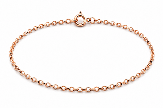 Genuine 9ct 9k 375 Solid Yellow or Rose Gold 25cm Oval Belcher Anklet