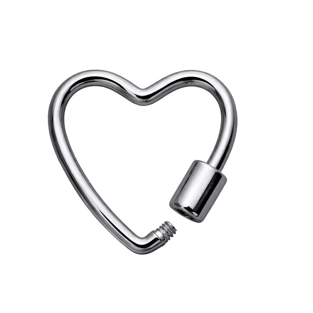 Sterling Silver 925 17mm x 17mm Heart Carabiner Clasp