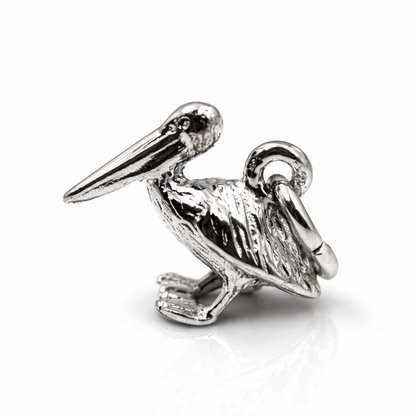 Sterling Silver 925 Small Pelican Bird Charm or Pendant + jump ring