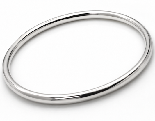 Genuine 9ct Yellow, Rose or White Gold 4mm Wide Hollow Golf Bangle 60mm Diameter