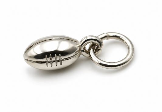 Genuine Sterling Silver 925 Football Ball Pendant or Charm