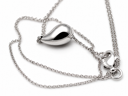 Genuine 9k 9ct Yellow or White Gold Teardrop Pendant with Diamond Cut Cable Chain 50cm