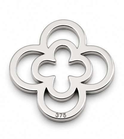 Genuine Solid 9ct 9k Yellow, Rose or White Gold Small And Large Four Leaf Clover Pendant
