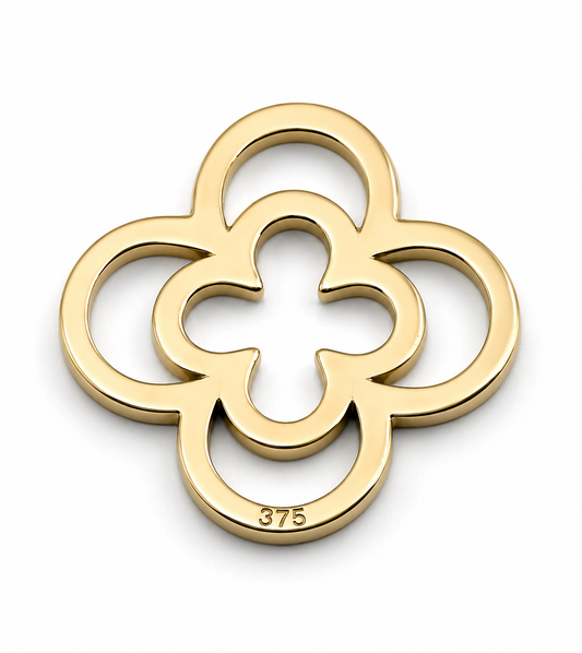 Genuine Solid 9ct 9k Yellow, Rose or White Gold Small And Large Four Leaf Clover Pendant