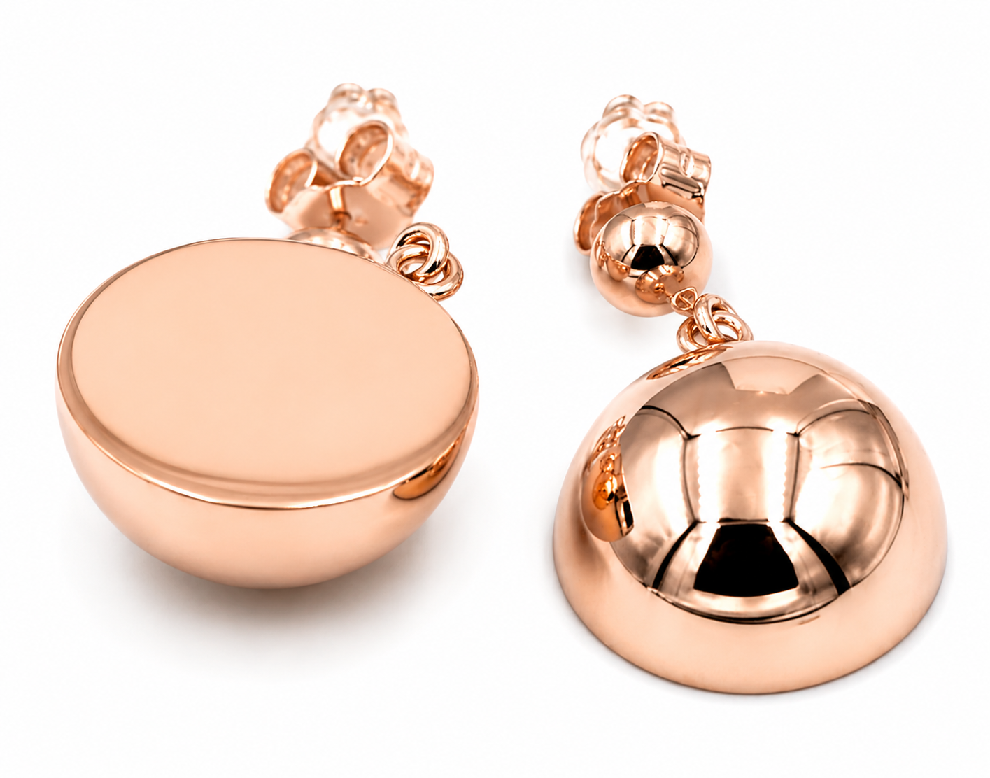 Genuine New 9ct Yellow, Rose or White Gold 18mm Half Ball Stud Ball Earrings