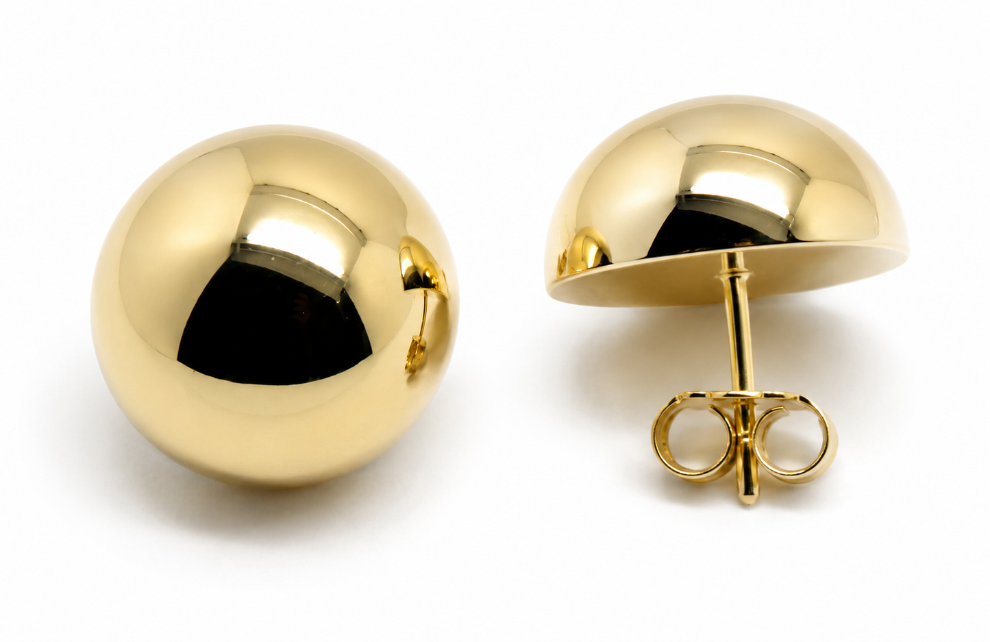 Kaedesigns, 9ct  9k Yellow Or White Or Rose Gold 375 18mm Half Ball Hook Earrings