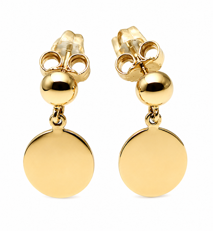 Kaedesigns 9ct 9k 375 Solid Yellow, Rose or White Gold Disc Stud 10mm Half Ball Earrings