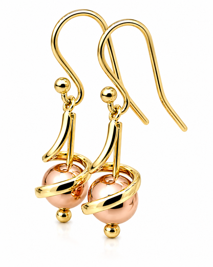 Kaedesigns Genuine 9ct 9k Yellow & Rose OR Rose & White Gold 8mm Swirl Ball Earrings