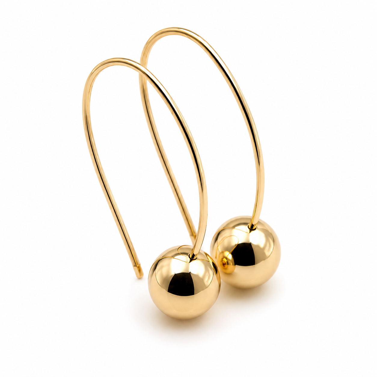 Genuine Large Hooks 9ct 9k 375 Yellow, Rose or White Gold 10mm Euro Ball Drop Earrings
