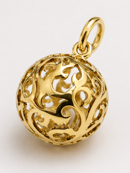 Kaedesigns Heavy 9ct 9k 375 Rose, Yellow Or White Gold 18mm Filigree Ball Pendant