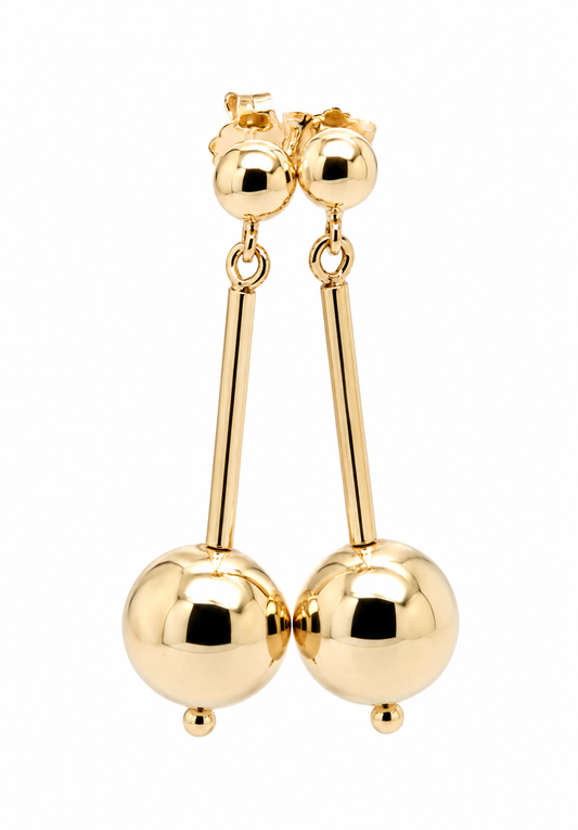Genuine 9ct 9K 375 Yellow, Rose or White Gold 12mm Euro Full Ball Stud butterfly backs Earrings