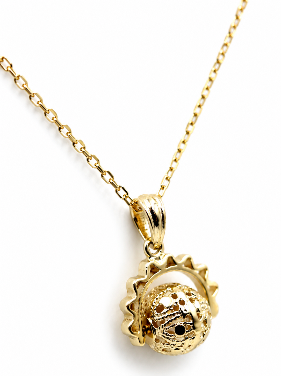 Genuine 9ct 9k 375 Yellow Gold 45cm Cable Necklace Chain + Spinner Pendant