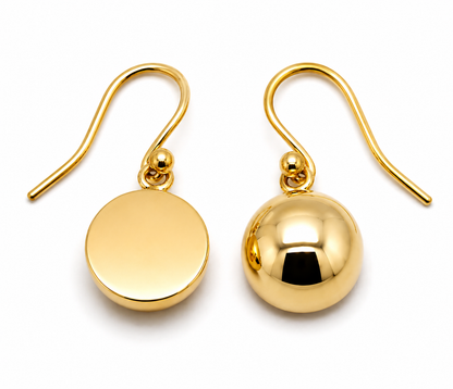 Genuine 9kt 9ct 375 Solid Yellow, Rose & White Gold 12mm Half Plain Ball Earrings