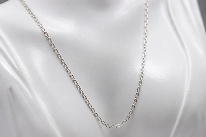 Genuine Sterling Silver 925 Diamond-Cut Cable Chain Necklace, 1.7mm wide - 45–70cm
