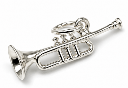 Genuine Sterling Silver 925 Trumpet Pendant Or Charm