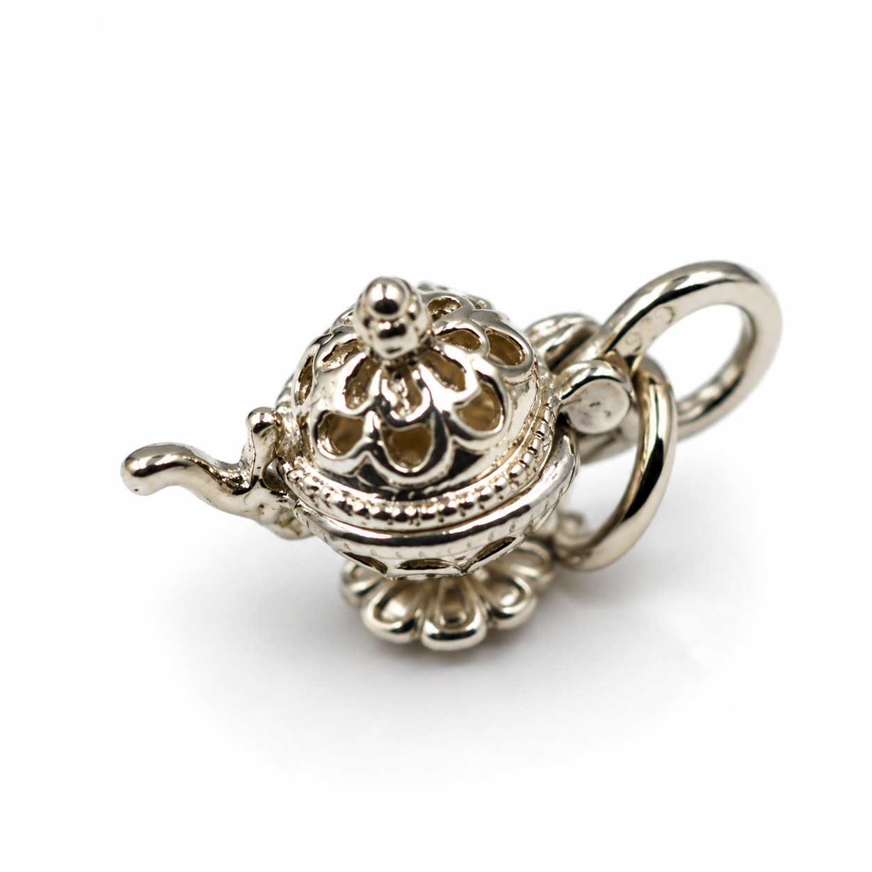 Small Sterling Silver 925 Solid Fancy Tea Pot Pendant Charm