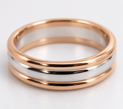 Kaedesigns Genuine Solid 9ct 9K 375 White & Rose Gold Heavy Band Ring - Choose your ring size Q to Z