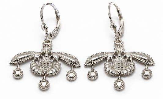Solid Sterling Silver 925 Ancient Minoan Greek Crete Malia Bees Earrings with Hooks