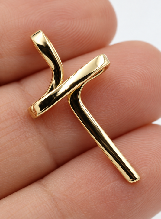 Kaedesigns Small / Medium Modern 9ct 375 Yellow, Rose or White Gold Cross Crucifix Pendant